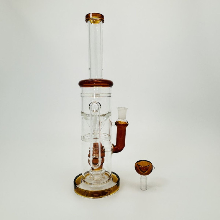 Waterpipe - Heavy Recycler With Hive Showerhead Perc - 13 Inches - (RH-175) -AMBER
