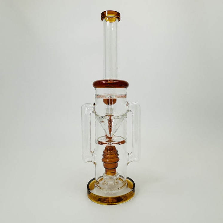 Waterpipe - Heavy Recycler With Hive Showerhead Perc - 13 Inches - (RH-175) -AMBER