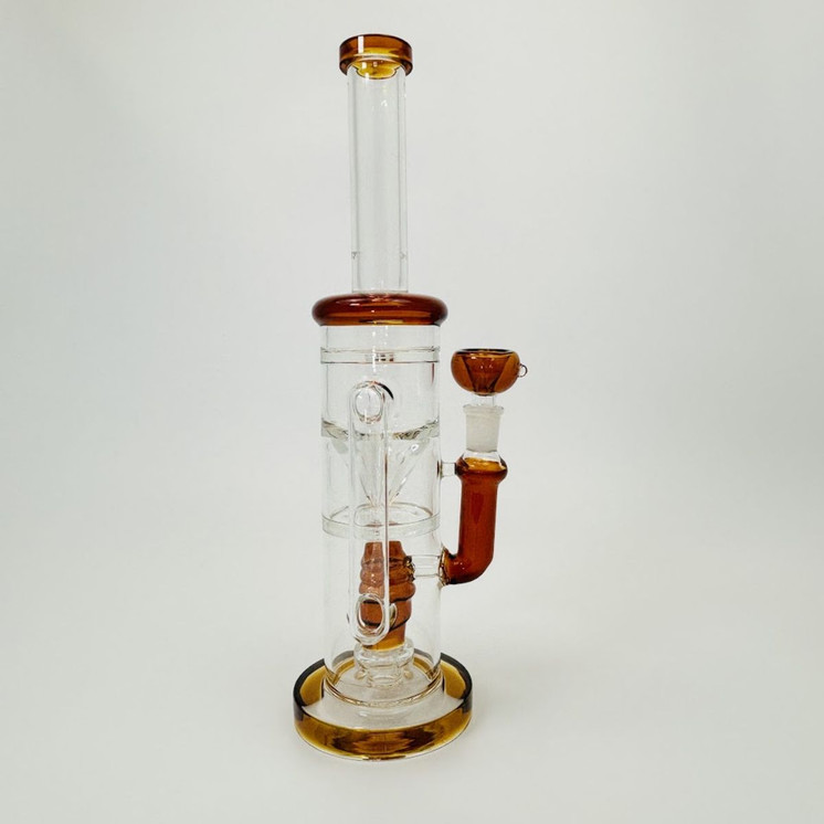 Waterpipe - Heavy Recycler With Hive Showerhead Perc - 13 Inches - (RH-175) -AMBER