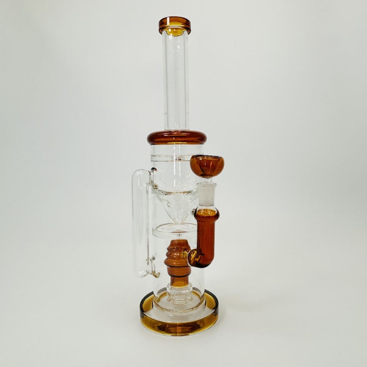 Waterpipe - Heavy Recycler With Hive Showerhead Perc - 13 Inches - (RH-175) -AMBER