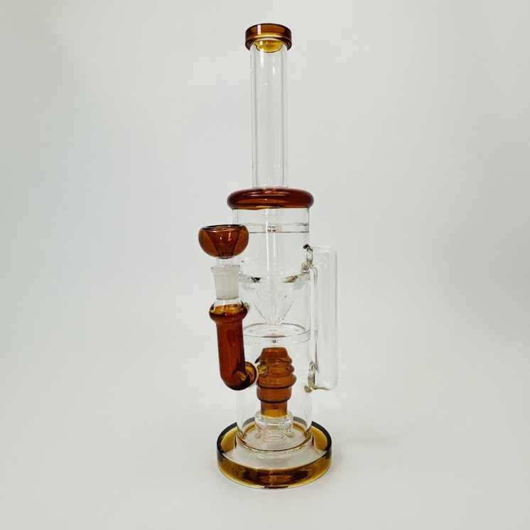 Waterpipe - Heavy Recycler With Hive Showerhead Perc - 13 Inches - (RH-175) -AMBER