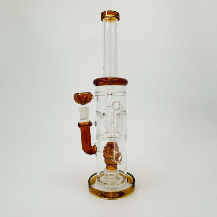 Waterpipe - Heavy Recycler With Hive Showerhead Perc - 13 Inches - (RH-175) -AMBER