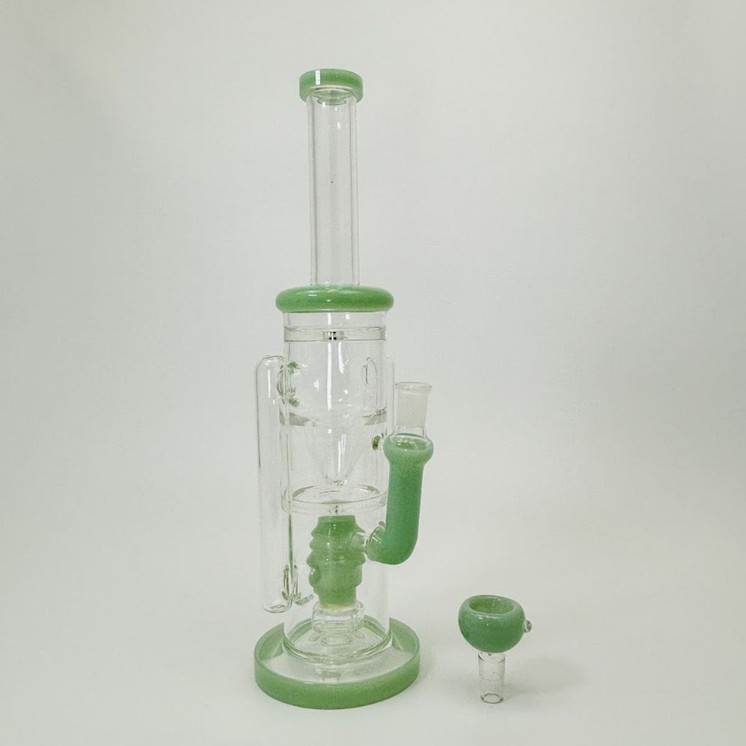 Waterpipe - Heavy Recycler With Hive Showerhead Perc - 13 Inches - (RH-175) -Green
