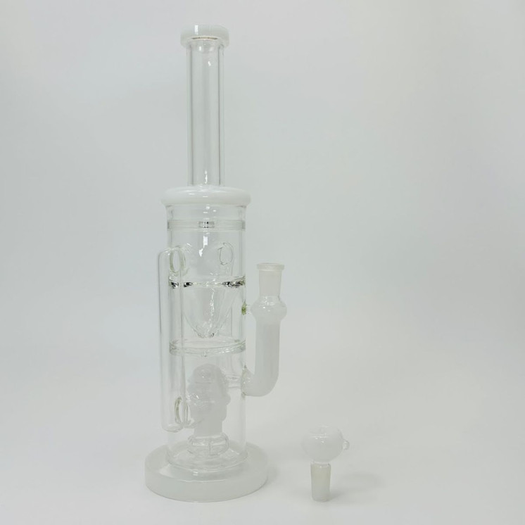 Waterpipe - Heavy Recycler With Hive Showerhead Perc - 13 Inches - (RH-175) -White