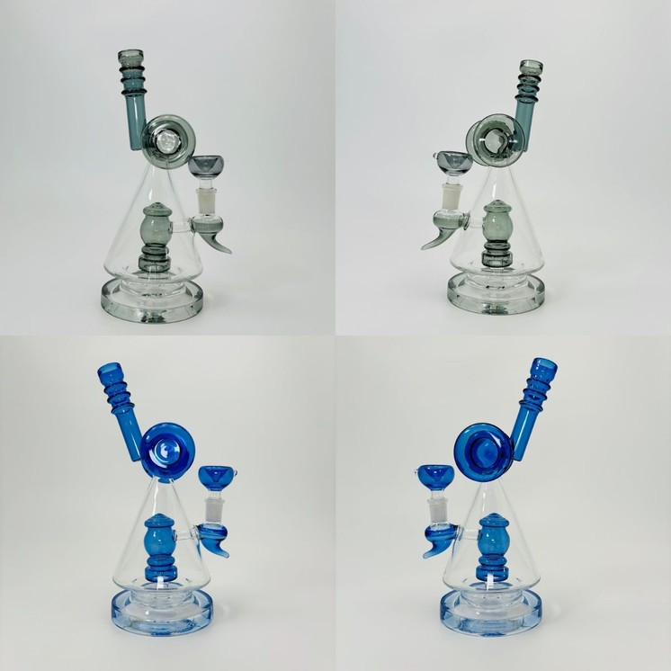 Waterpipe - Pyramid With Cylinder and Showerhead Perc - 11 Inches - (Rh-165)