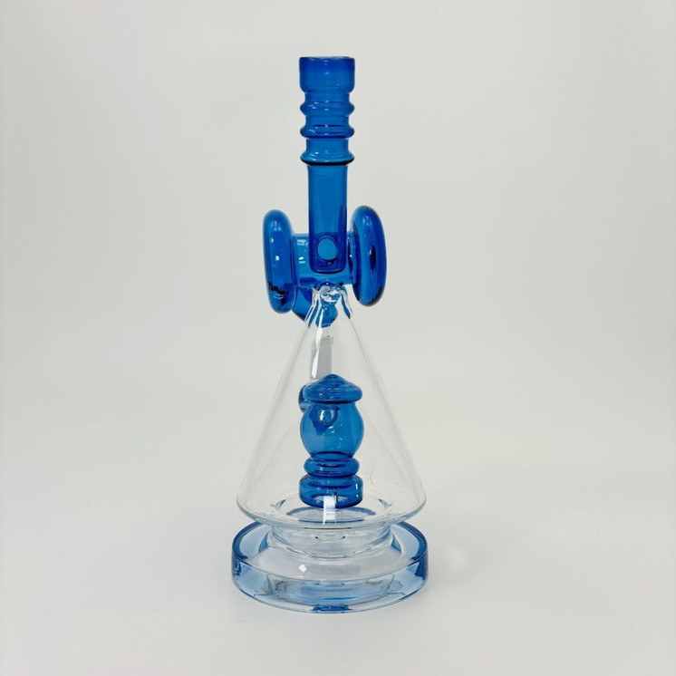 Waterpipe - Pyramid With Cylinder and Showerhead Perc - 11 Inches - (Rh-165)-Blue