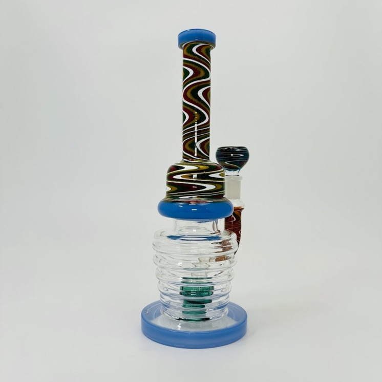 Waterpipe - Tube Wig-wag With Showerhead Perc - 10 Inches - (RH-164)-Blue