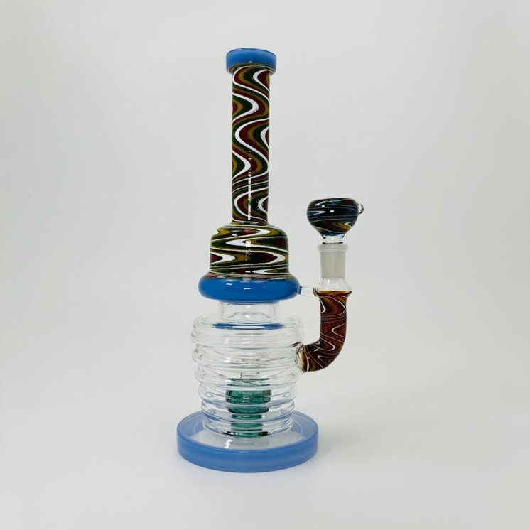 Waterpipe - Tube Wig-wag With Showerhead Perc - 10 Inches - (RH-164)-Blue