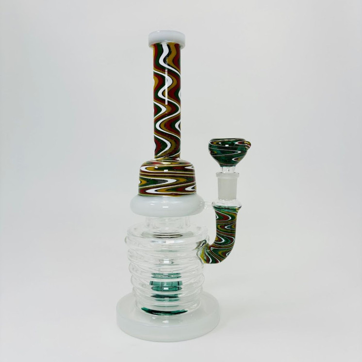 Waterpipe - Tube Wig-wag With Showerhead Perc - 10 Inches - (RH-164)-White