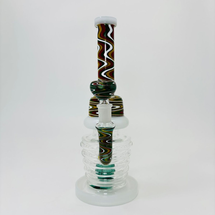 Waterpipe - Tube Wig-wag With Showerhead Perc - 10 Inches - (RH-164)-White