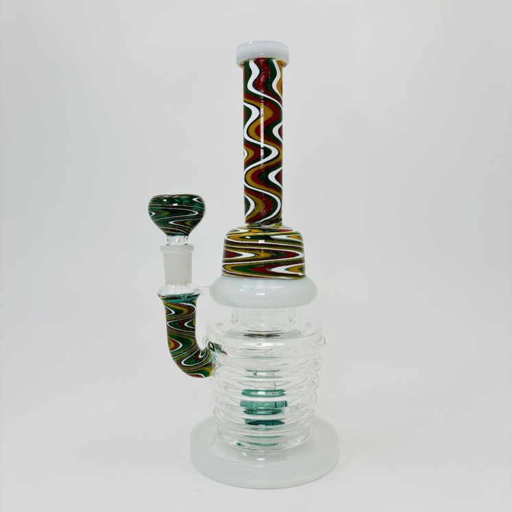 Waterpipe - Tube Wig-wag With Showerhead Perc - 10 Inches - (RH-164)-White