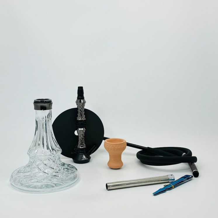 Luxor Shisha - Hookah - With Double-click Vase and Ball Diffuser - 1 Hose - 20 Inches - (MKA-110)-Black