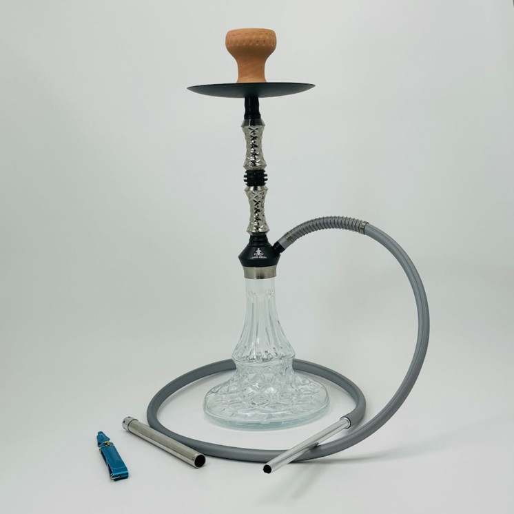 Luxor Shisha - Hookah - With Double-click Vase and Ball Diffuser - 1 Hose - 20 Inches - (MKA-110)-Silver