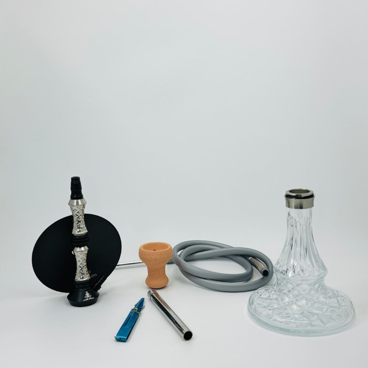 Luxor Shisha - Hookah - With Double-click Vase and Ball Diffuser - 1 Hose - 20 Inches - (MKA-110)-Silver