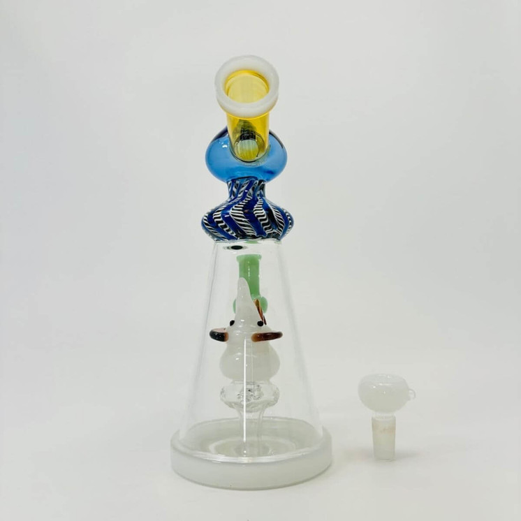 Telescopic Waterpipe - With Elephant Perc - 9 Inches - (RH-180)-White