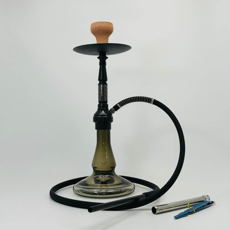 Luxor Shisha Hookah - Double Color With Honeycomb Diffuser in Bottom Pipe - 1 Hose - 22 Inches - (MKA-101)-Black