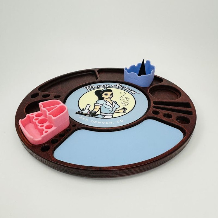 Blazy Susan Spinning Rolling Tray-CHERRY