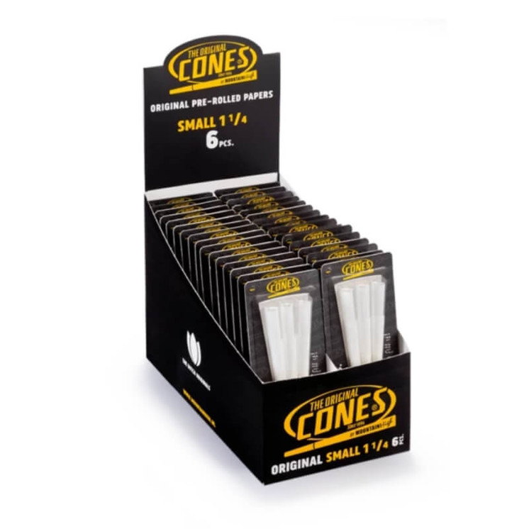 The Original Cones - Small 1 1/4 Size Blister Pack - 83mmx26mm - 6 Cones Per Pack - 32 Packs Per Box - Bleached