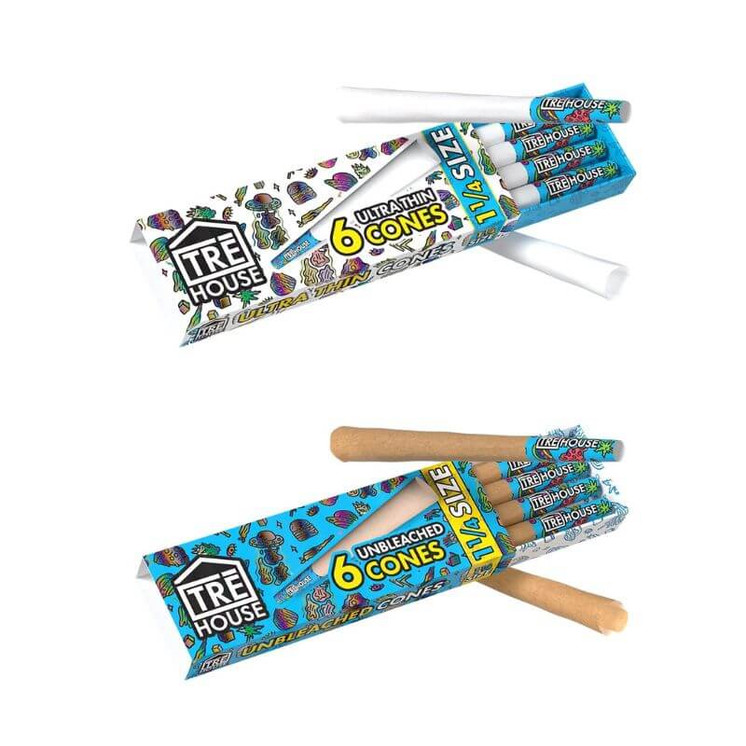 Tre House Premium Rolling Cones 1 1/4 Size - 6 Per Pack, 24 Packs Per Box