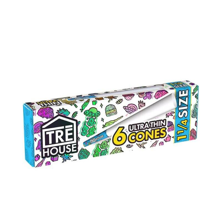 Tre House Premium Rolling Cones 1 1/4 Size - 6 Per Pack - 24 Packs Per Box-ULTRA THIN