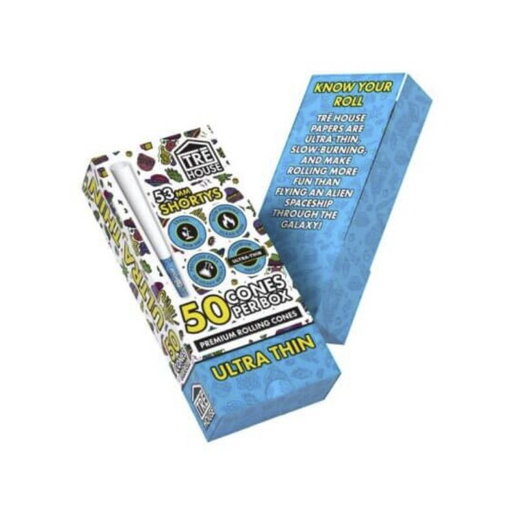 Tre House Premium Pre-roll Cones Shortys 53mm - 50 Cones Per Box: Elevate Your Smoking Experience with Quality Short Pre-Rolls