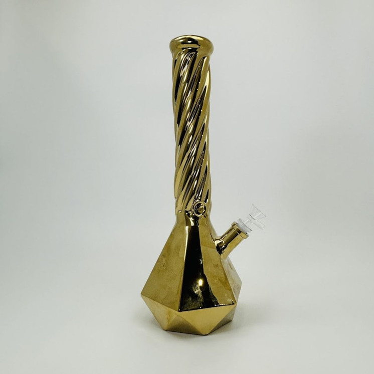 Waterpipe Beaker - Electroplated -  15 Inches-GOLDEN