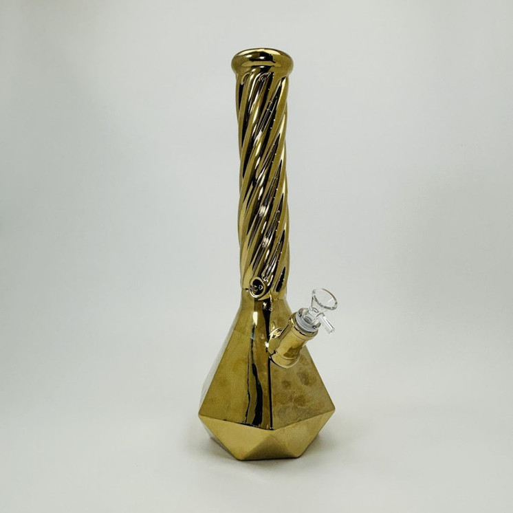 Waterpipe Beaker - Electroplated - 15 Inches-GOLDEN