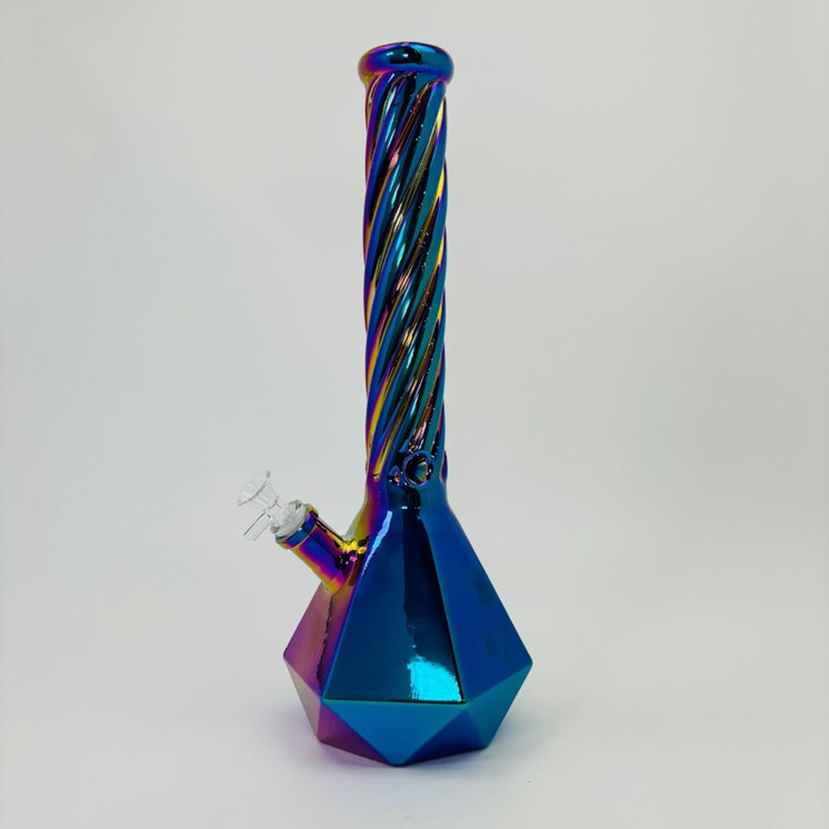 Waterpipe Beaker - Electroplated -  15 Inches-BLUE/PURPLE