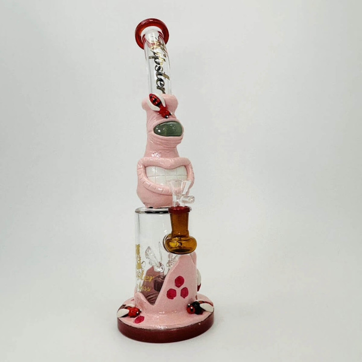 Hipster - 14 Inches Bent Neck Waterpipe with Monster-Bees - TZ192-PINK - RED