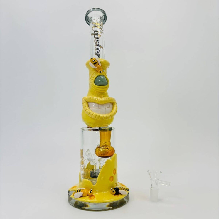 Hipster - Waterpipe 14 Inches Bent Neck Monster-Bees - TZ192-YELLOW BLACK