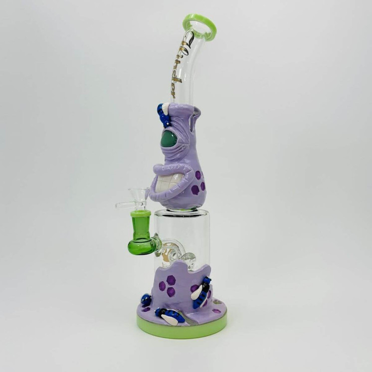 Hipster - Waterpipe 14 Inches Bent Neck Monster-Bees - TZ192-SI PURPLE