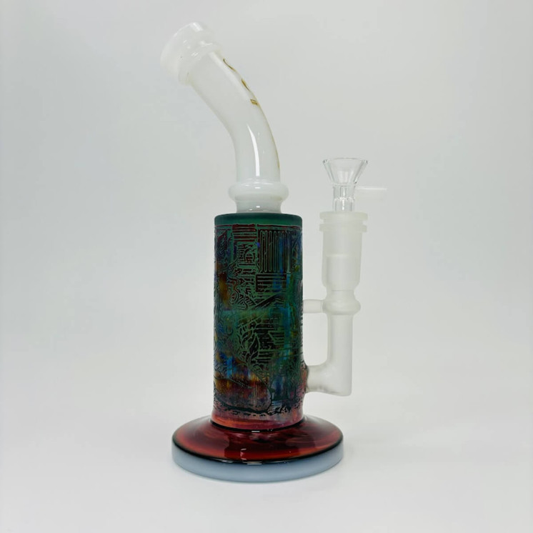 Hipster - 10 Inches Bent Neck Waterpipe With Fancy Designs - (LF048) White 