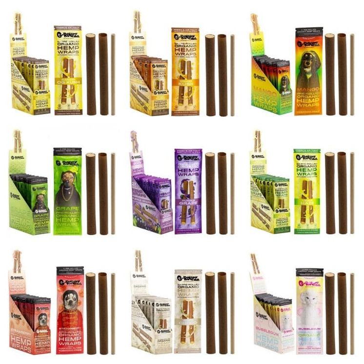 Grollz Hemp Wraps - Organic With Filter - 15 Packs Per Box