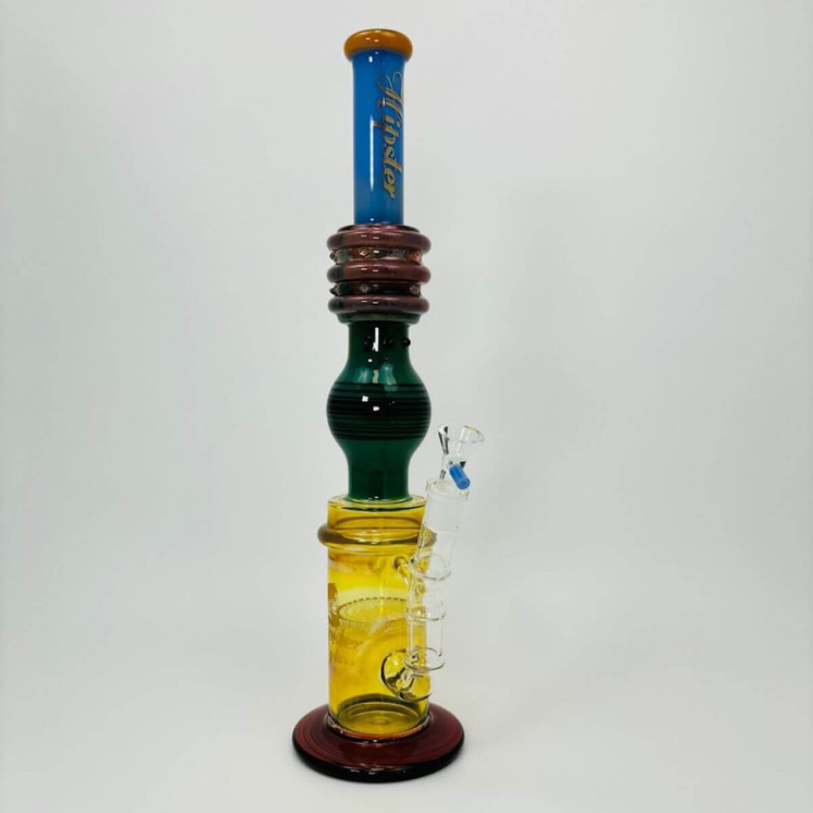Hipster - 16-inches Waterpipe - Straight Full Color With Honeycomb Perc - LF041-SLIME BLUE