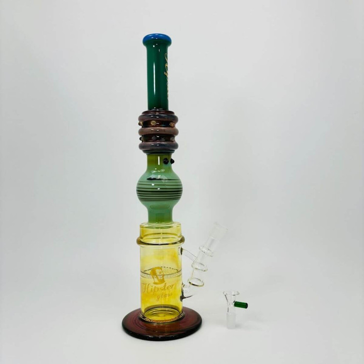 Hipster - 16-inches Waterpipe - Straight Full Color With Honeycomb Perc - LF041-GREEN A
