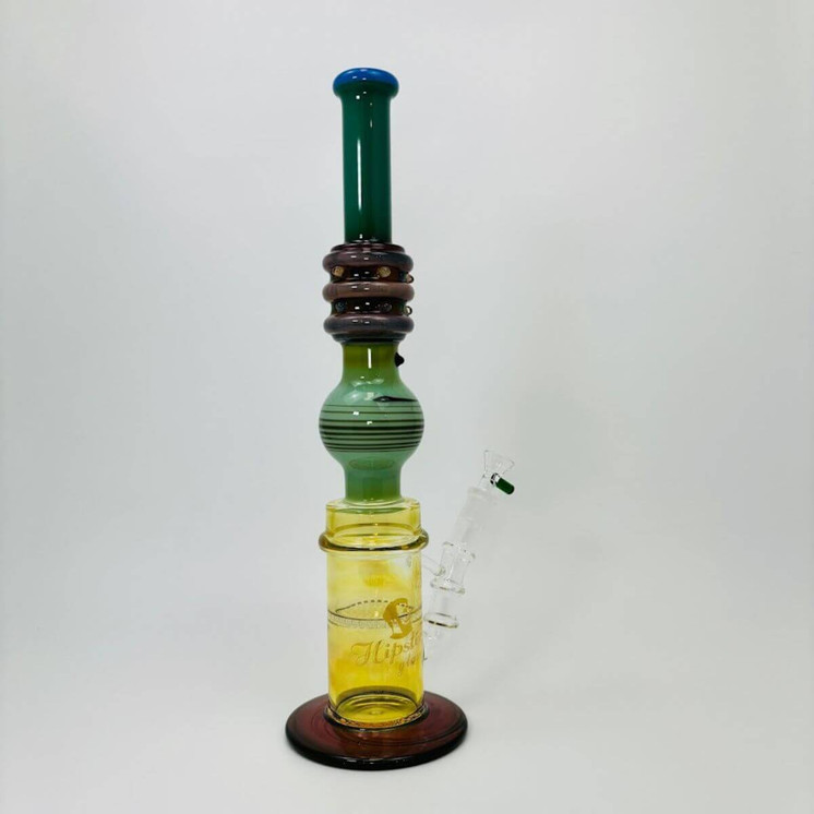 Hipster - 16-inches Waterpipe - Straight Full Color With Honeycomb Perc - LF041-GREEN A