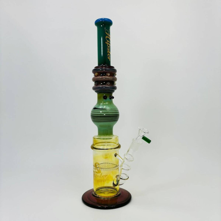 Hipster - 16-inches Waterpipe - Straight Full Color With Honeycomb Perc - LF041-GREEN A