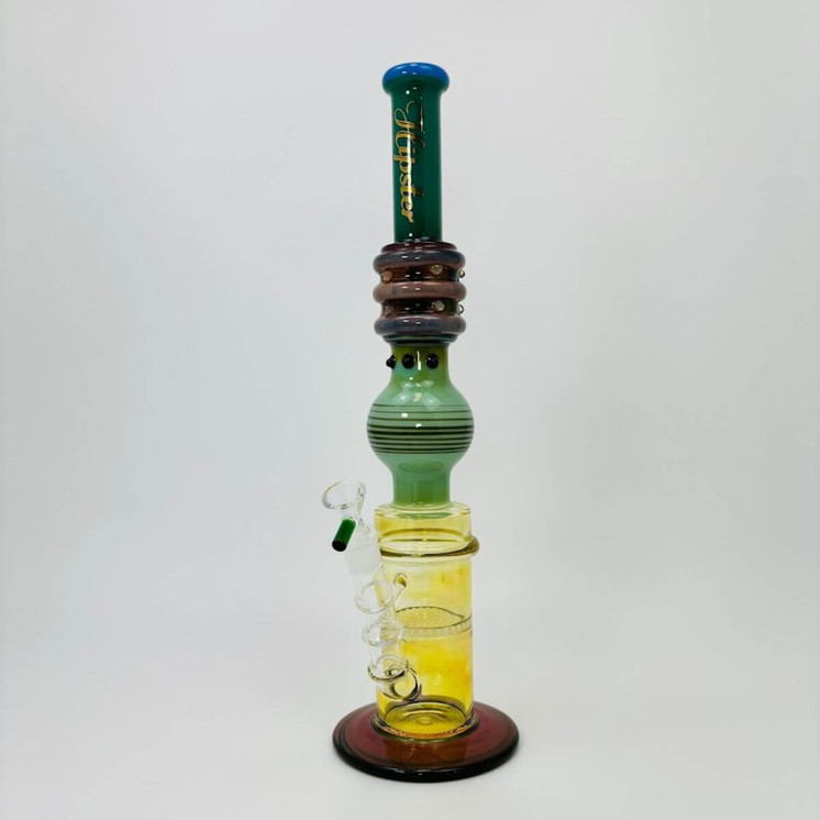 Hipster - 16-inches Waterpipe - Straight Full Color With Honeycomb Perc - LF041-GREEN A