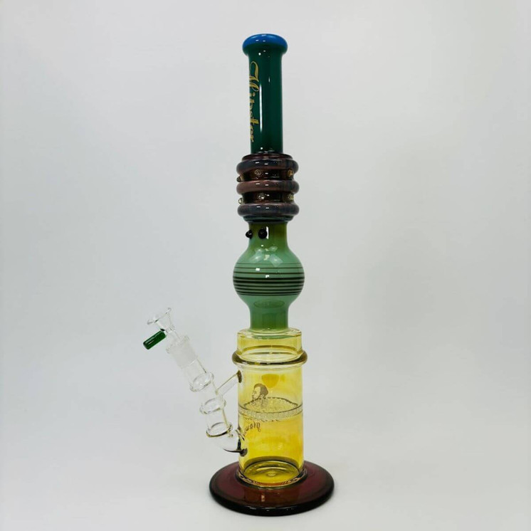 Hipster - 16-inches Waterpipe - Straight Full Color With Honeycomb Perc - LF041-GREEN A