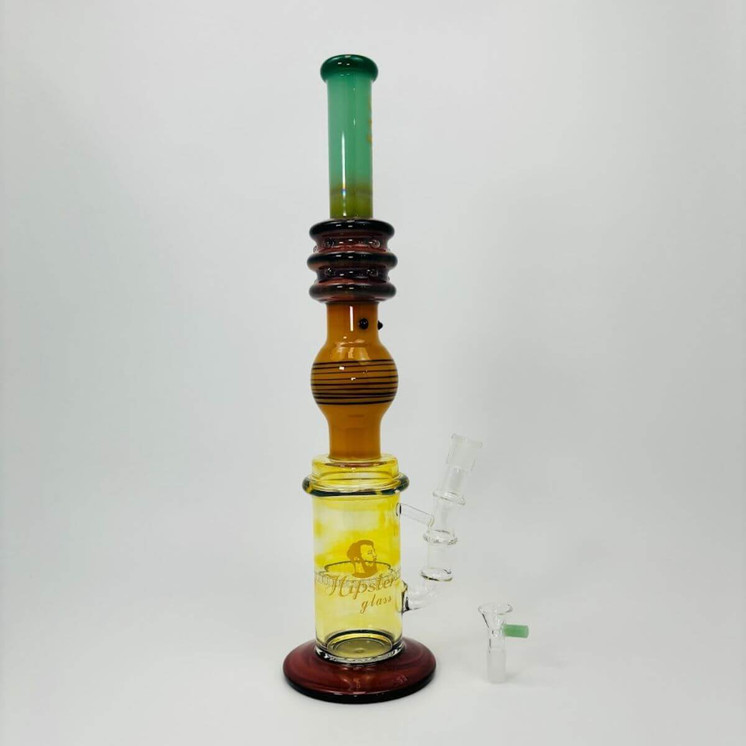 Hipster - 16-inches Waterpipe - Straight Full Color With Honeycomb Perc - LF041-GREEN C