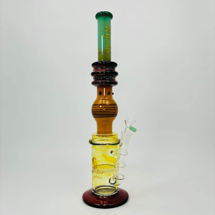 Hipster - 16-inches Waterpipe - Straight Full Color With Honeycomb Perc - LF041-GREEN C