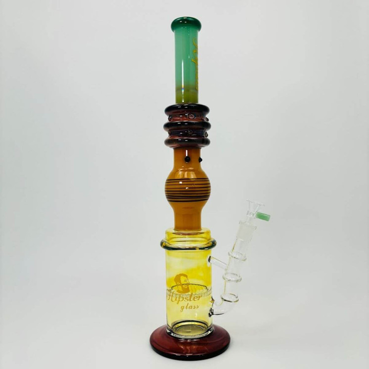 Hipster - 16-inches Waterpipe - Straight Full Color With Honeycomb Perc - LF041-GREEN C
