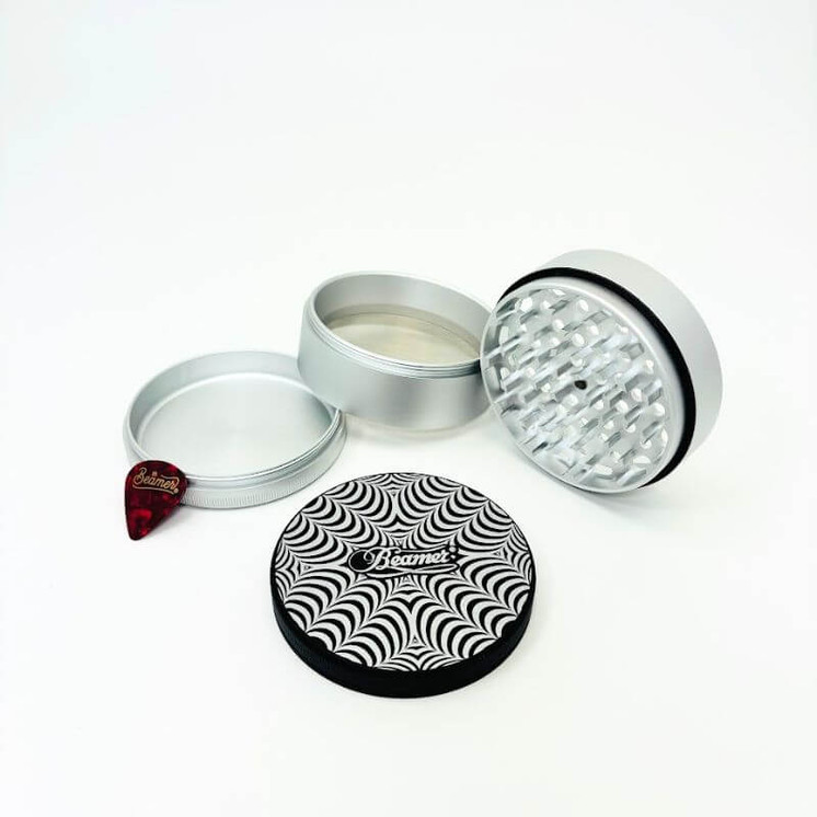 Beamer Grinder - 90mm - 4 Parts -PSYCHEDELIC SLV/BLK