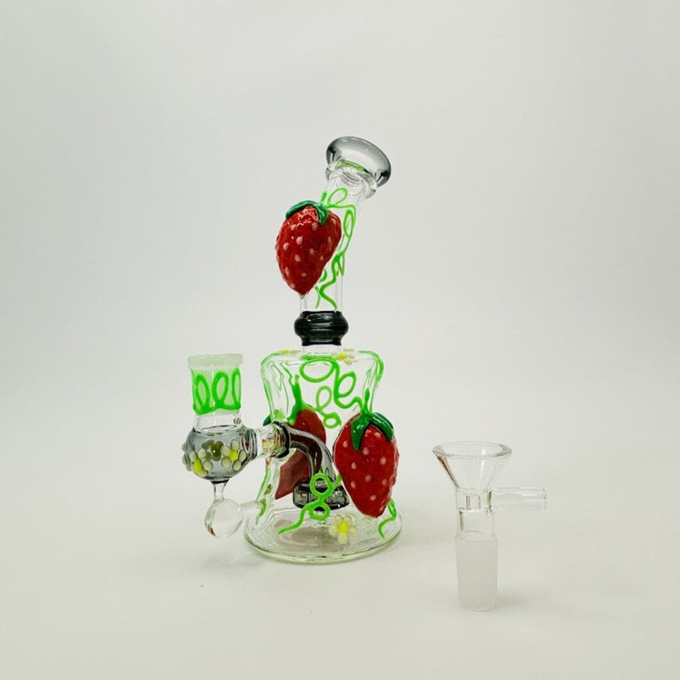  Waterpipe - 6 Inches - 3d Strawberry - Glow in the Dark