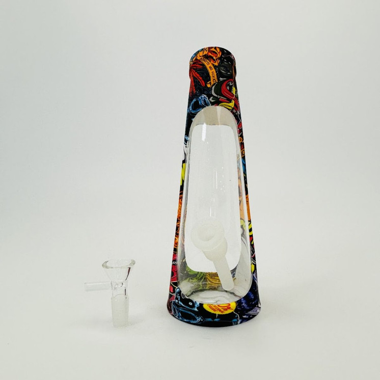 Silicone and Glass Waterpipe - 9 Inches 