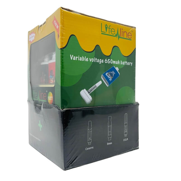 Lifeline 510 Battery - 650mah for Up to - 2 Grams Cartridge With 100 Counts Cartridge Combo - 12 Counts Per Display 
