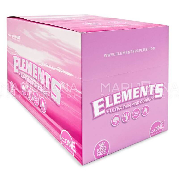 Elements - Ultra Thin Pink Cones - King Size - 3 Per Packs - 32 Packs Per Box