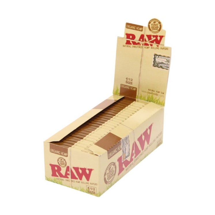 Raw - Organic Hemp Papers - 1 1/2 - 33 Counts Per Pack - 25  Packs Per Box