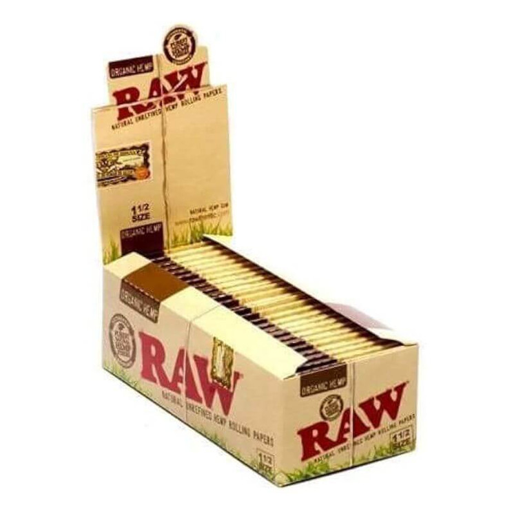 Raw - Organic Hemp Papers - 1 1/2 - 33 Counts Per Pack - 25  Packs Per Box