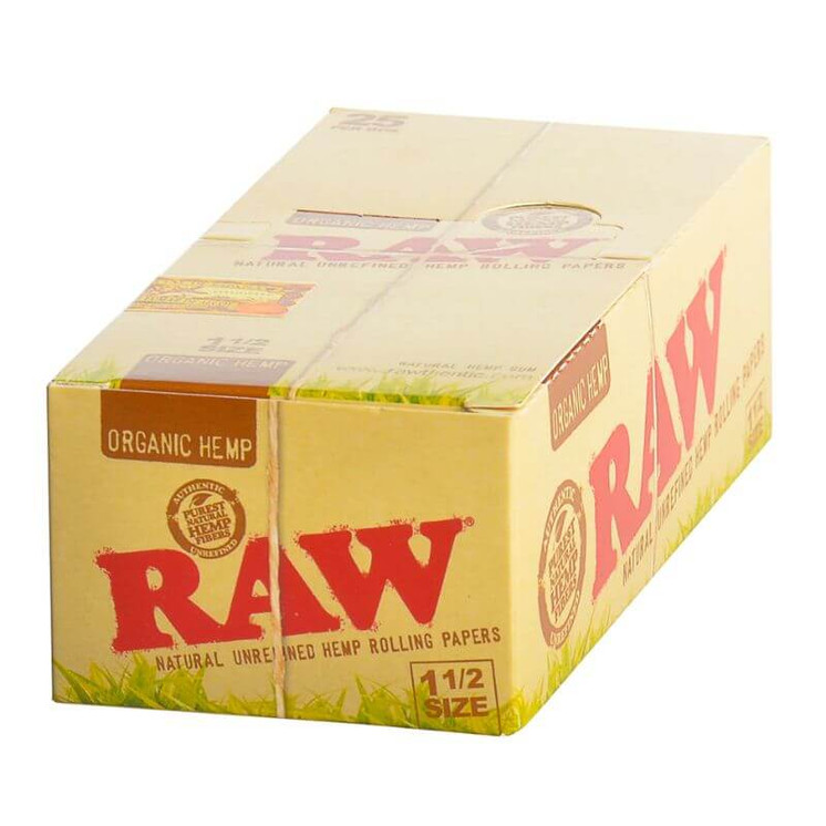 Raw - Organic Hemp Papers - 1 1/2 - 33 Counts Per Pack - 25  Packs Per Box